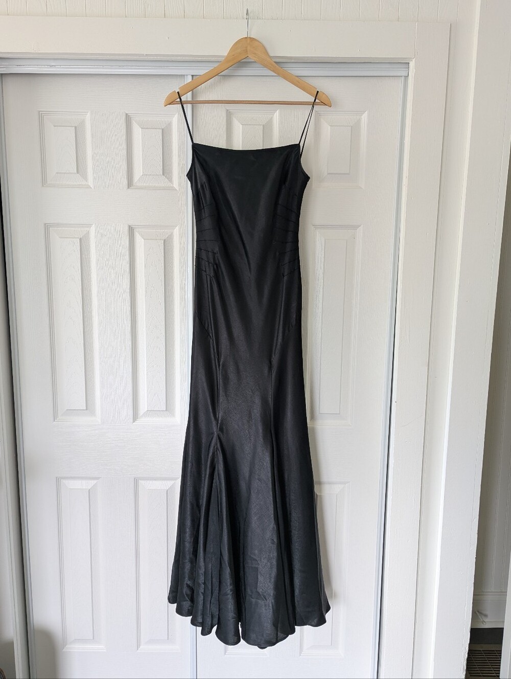 Jenni Button Black Gown Maxi Dress Wedding Guest Black Tie Formal Goth XS